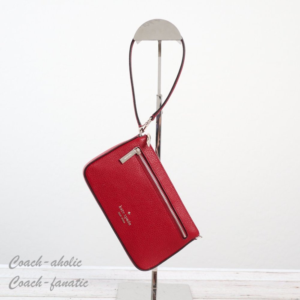NWT Kate Spade New York Leila Leather Convertible Wristlet Wallet Bag in Red - Picture 4 of 12